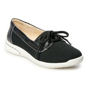 Croft & Barrow Adagio Ortholite Loafers Women's 8.5 M Boat Shoes Black White VGC
